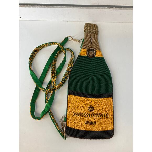 TIANA SMALL GREEN, YELLOW SEED BEAD BOTTLE CROSSBODY BAG - Picture 1 of 6